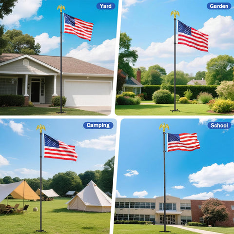 Enayplon all-in-one flag pole kit includes flag and hardware.