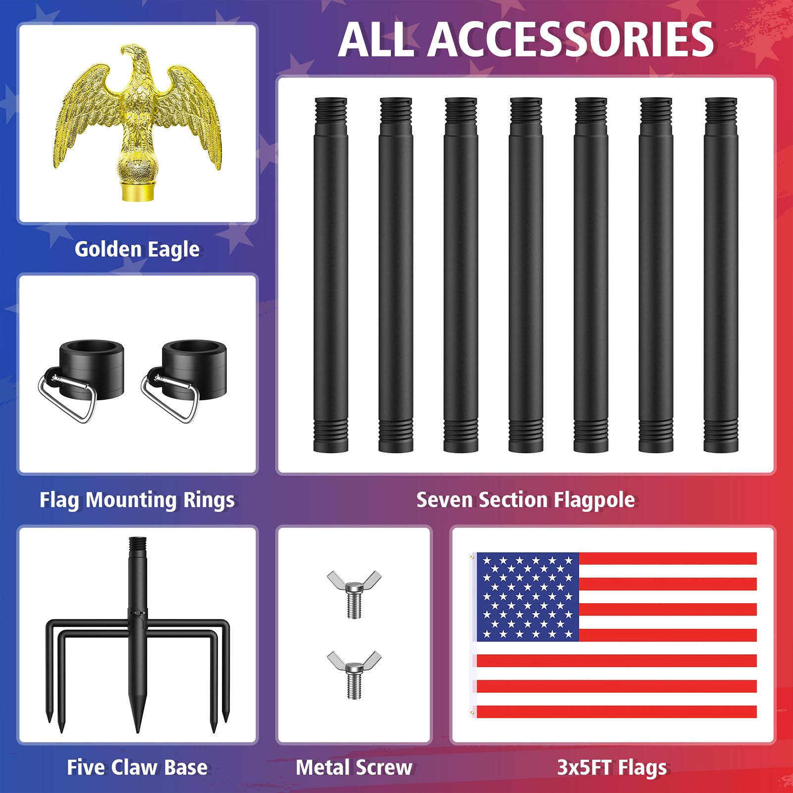 Enayplon American flag included for immediate display.