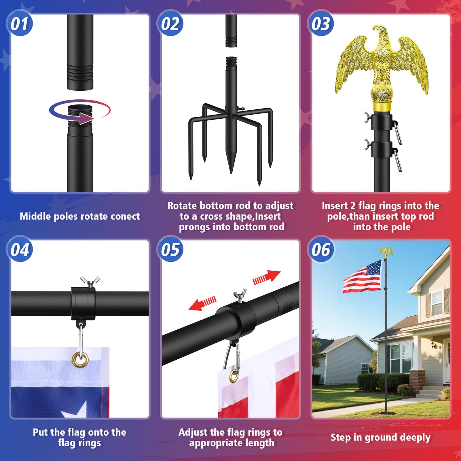 Enayplon eagle head flag pole decor enhances curb appeal.