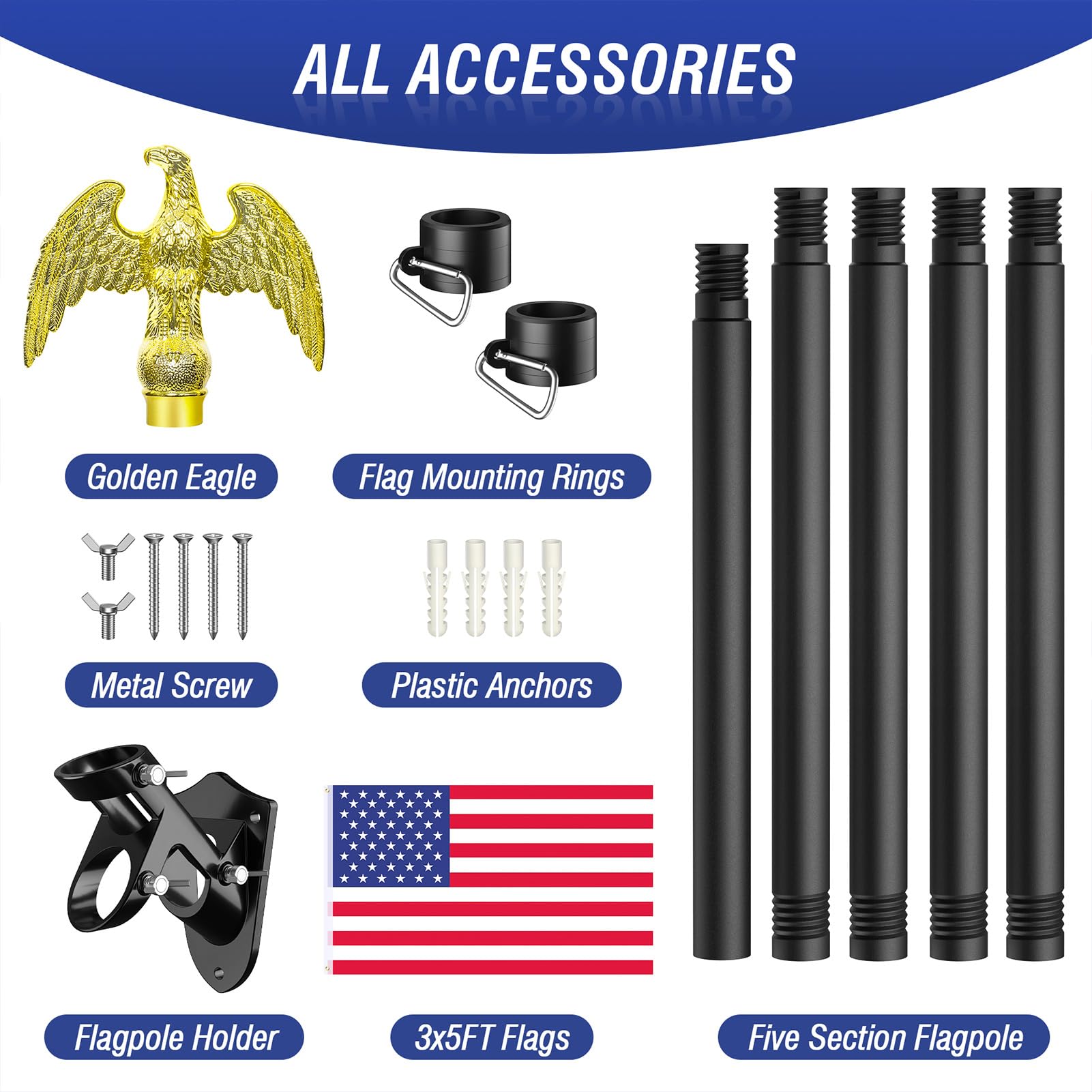 Enayplon outdoor flag pole hardware for sturdy mounting
