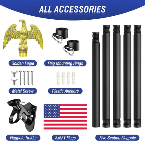 Enayplon outdoor flag pole hardware for sturdy mounting