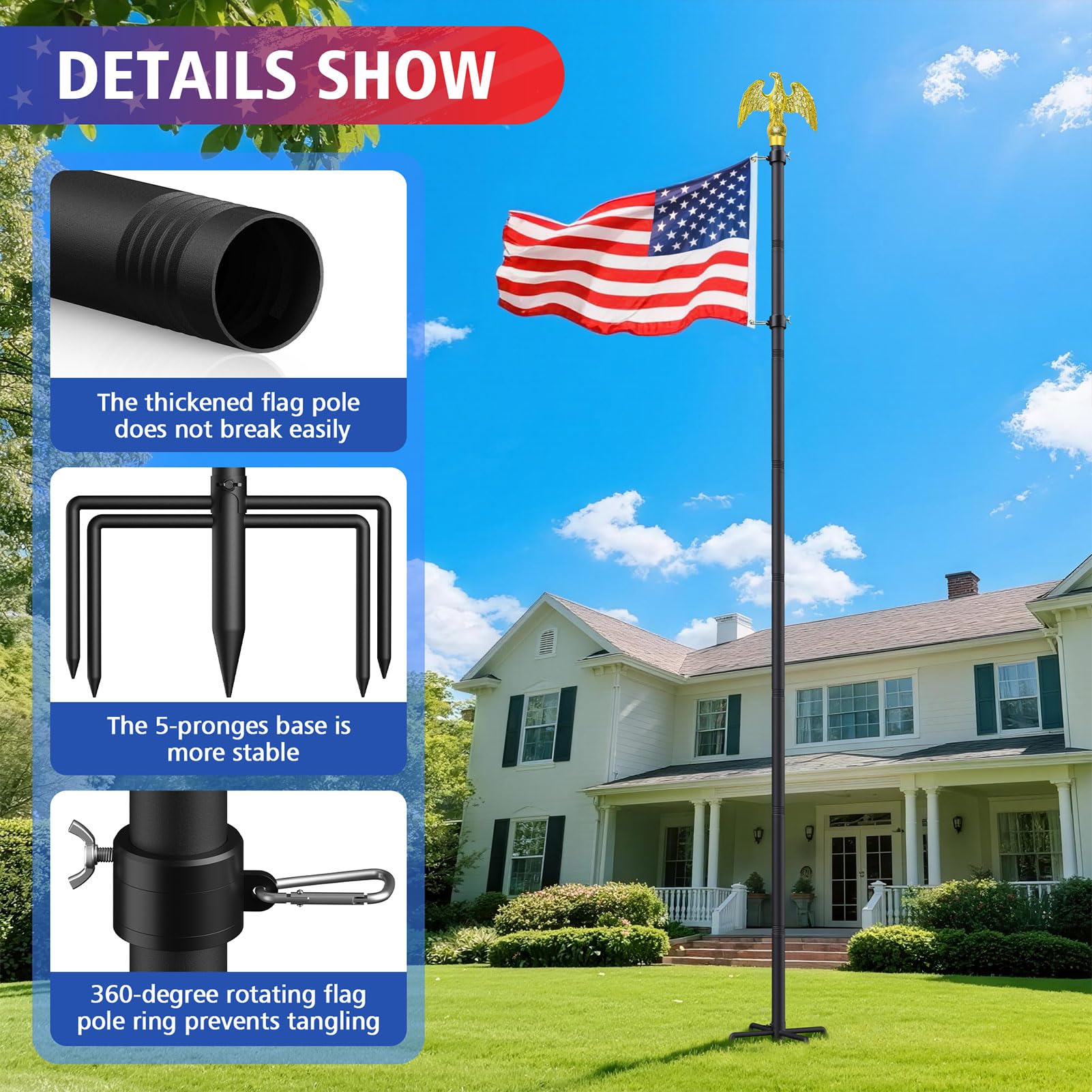 Enayplon suitable for residential and commercial flag displays.