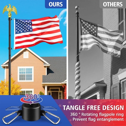 Enayplon stainless steel flagpole assembly for durability.
