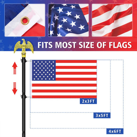 Enayplon tangle-free rotating rings prevent flag wrap.