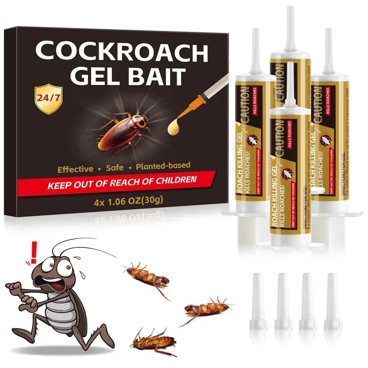 Enbabbor 4-tubes cockroach gel bait pack deters roaches in homes.