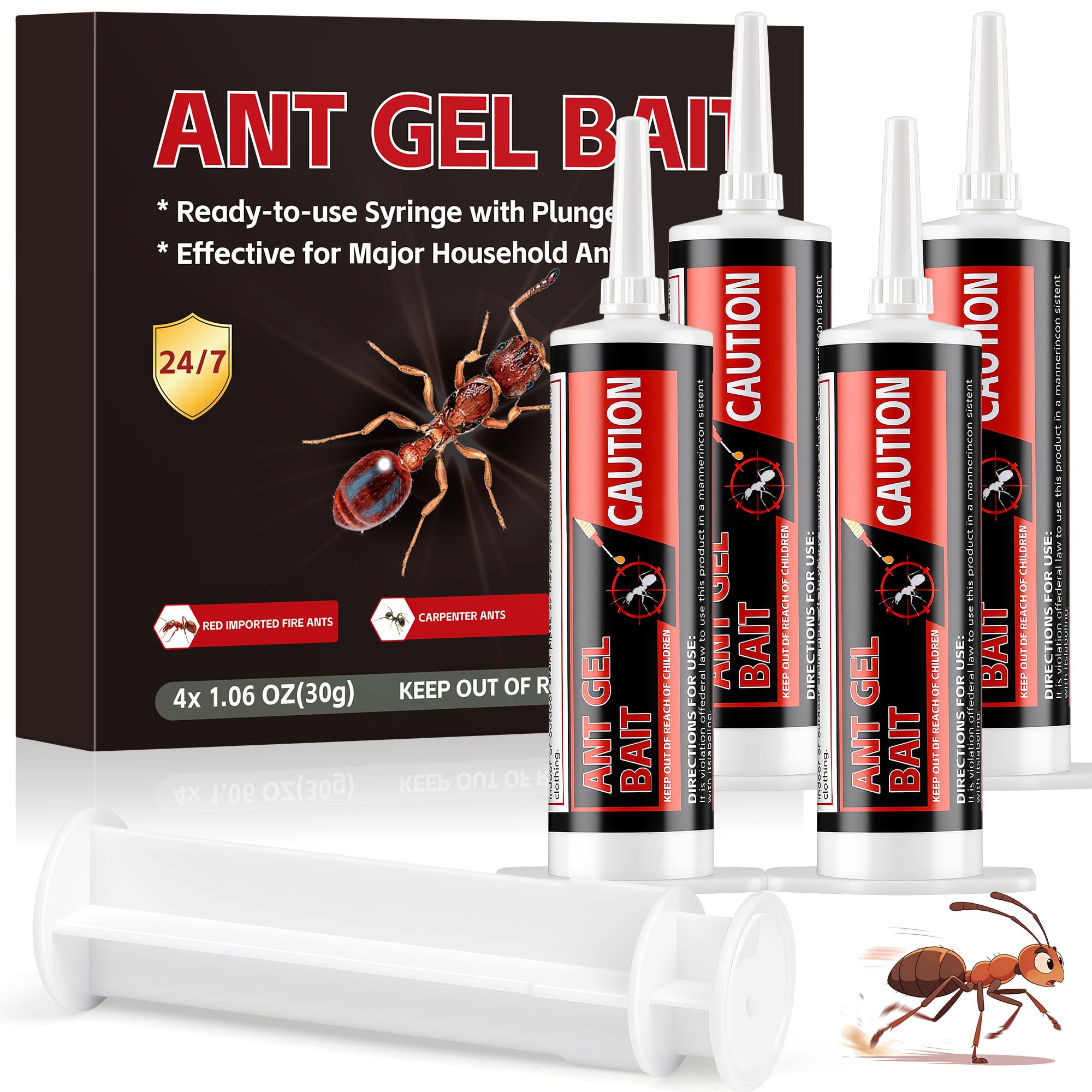 Enbabbor 4 Tubes Ant Gel Bait for indoor and outdoor use targets common ants.