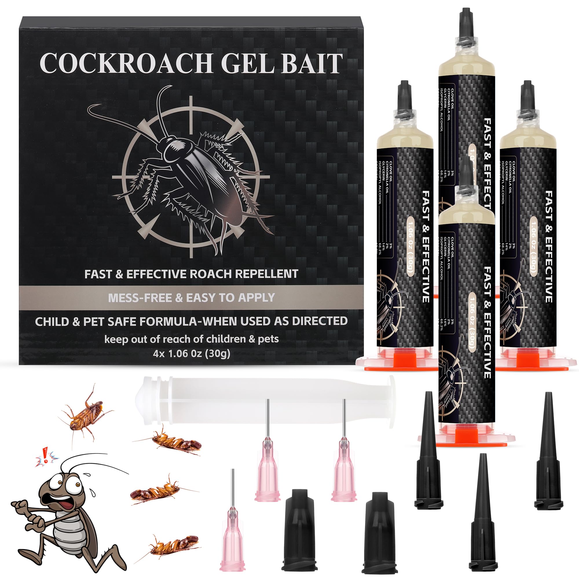 Enbabbor cockroach gel bait 4-tubes pack applied discreetly in kitchen to target roaches
