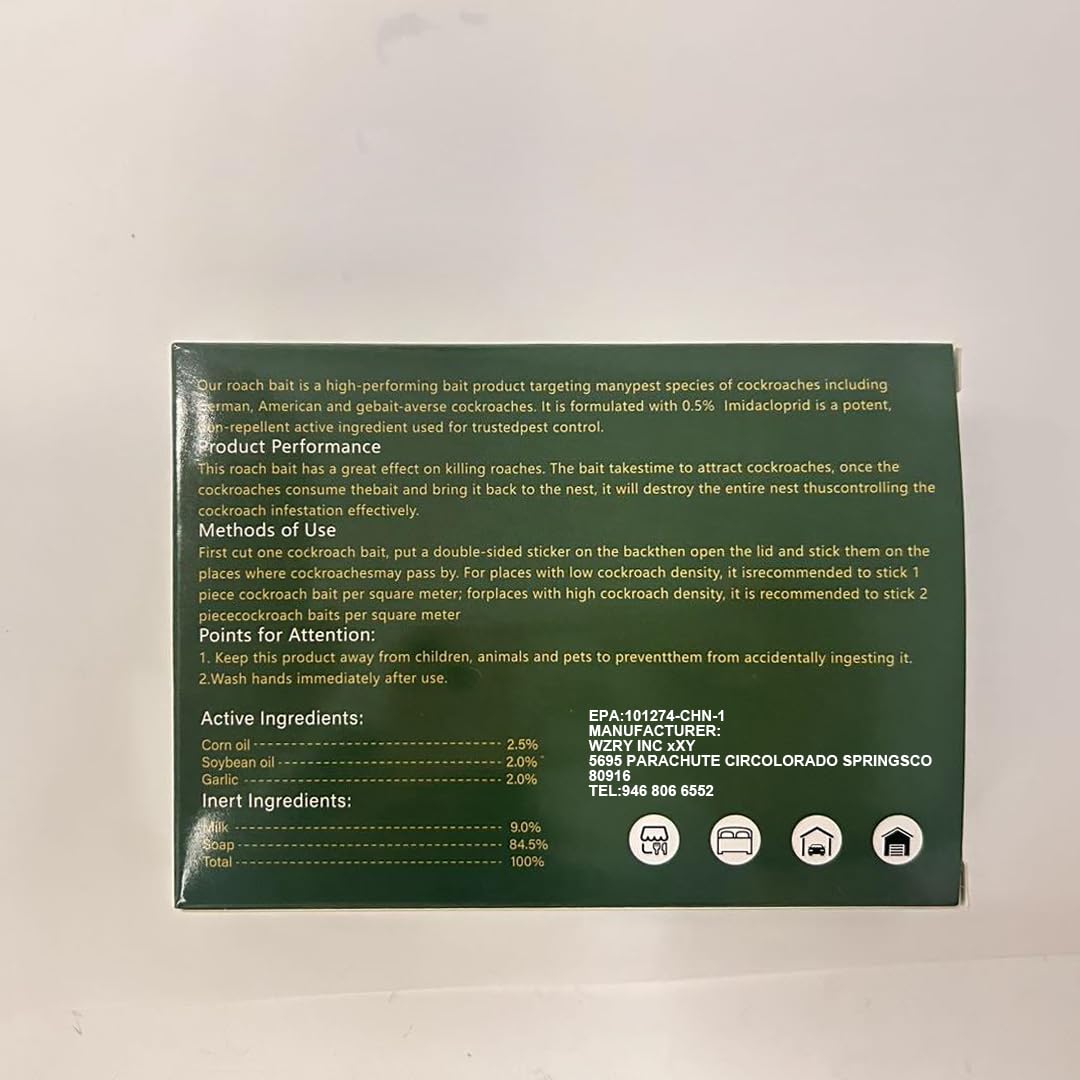 Enbabbor cockroach gel bait traps covering 130 sq ft of space over time