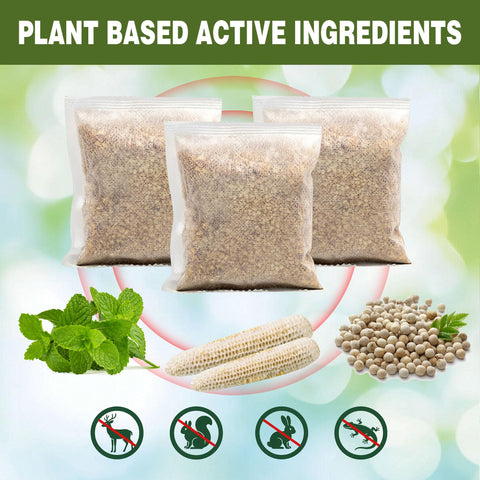 Enbabbor pouches hanging in a garden deter browsing critters and support healthier growth