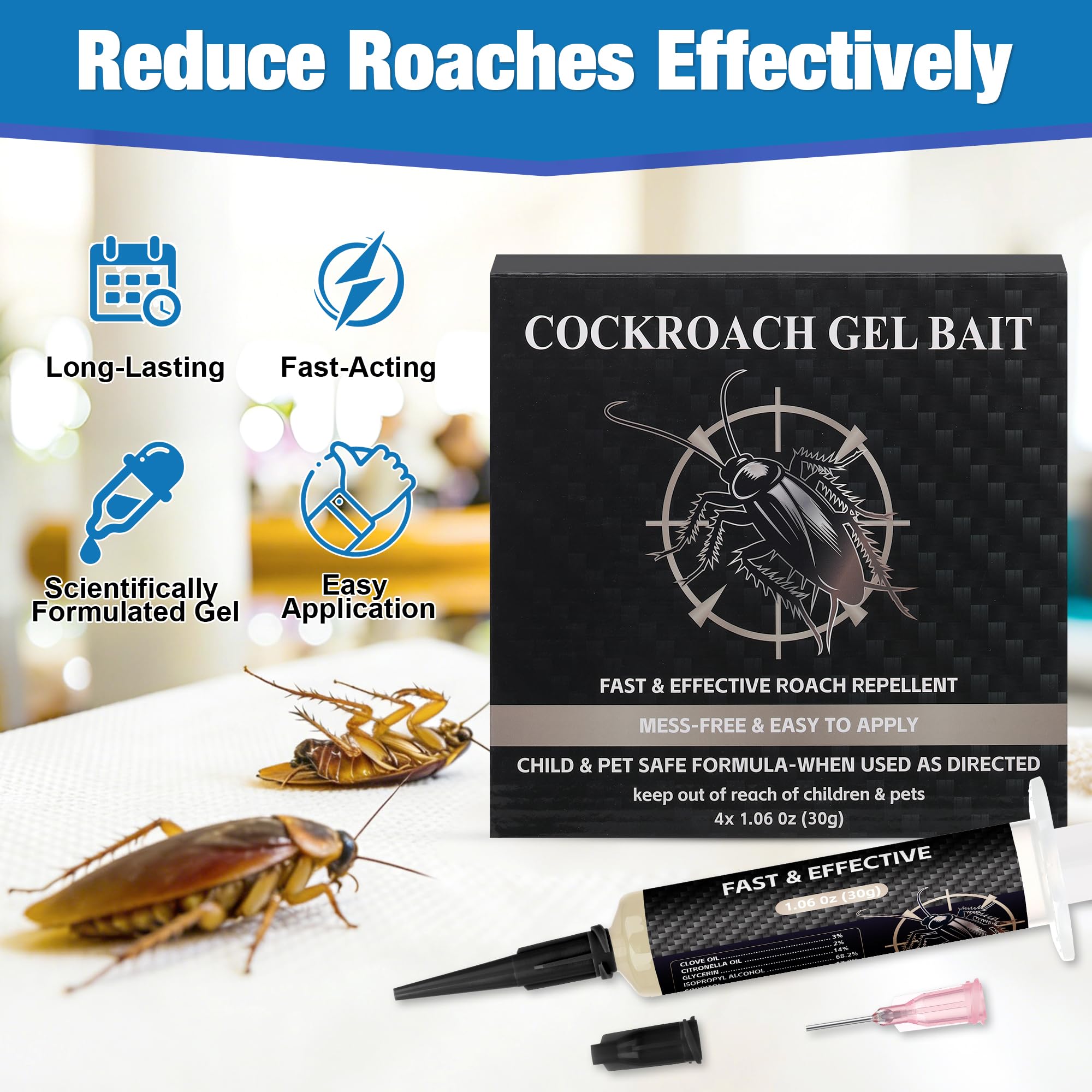 Enbabbor cockroach gel bait tube close-up for precise application in hidden corners