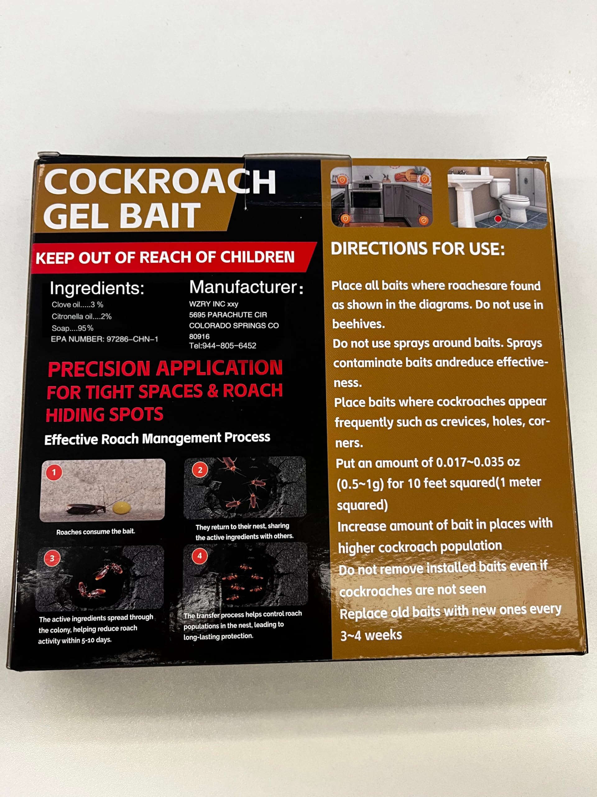 Enbabbor rapid infestation control with ready-to-use gel bait.