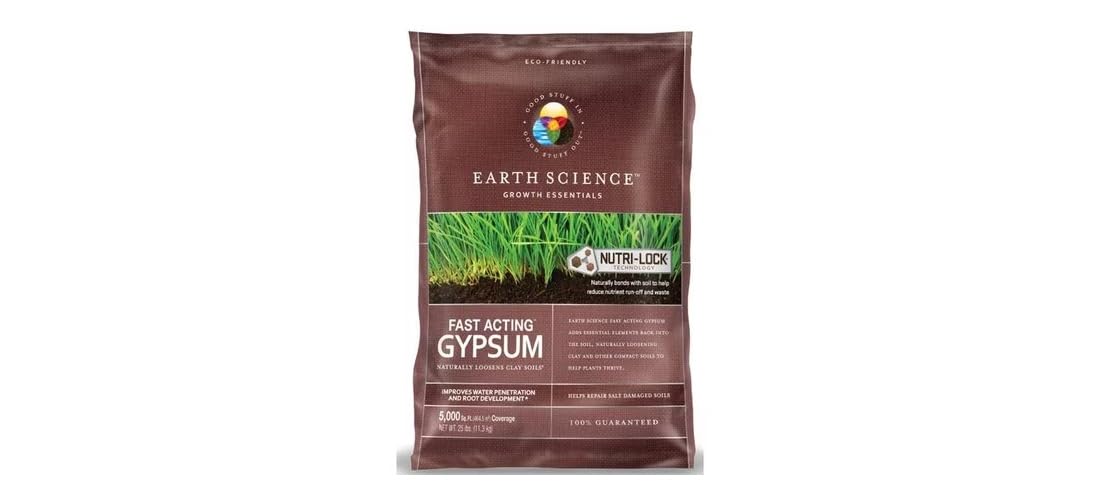 ENCAP Earth Science Fast Acting Gypsum bag ready for lawn treatment.