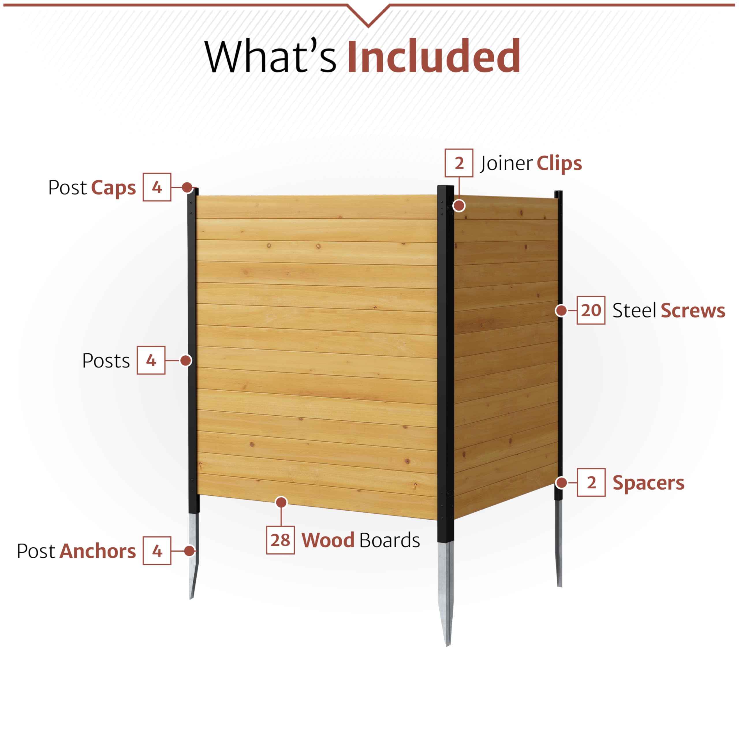 Enclo 42in H x 38in W dimensions frame a compact backyard wall with privacy.