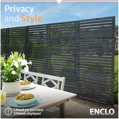 Enclo Aspen charcoal wood privacy screen close-up of slatted panels
