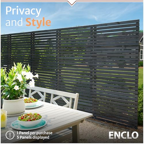 Enclo Aspen charcoal wood privacy screen close-up of slatted panels