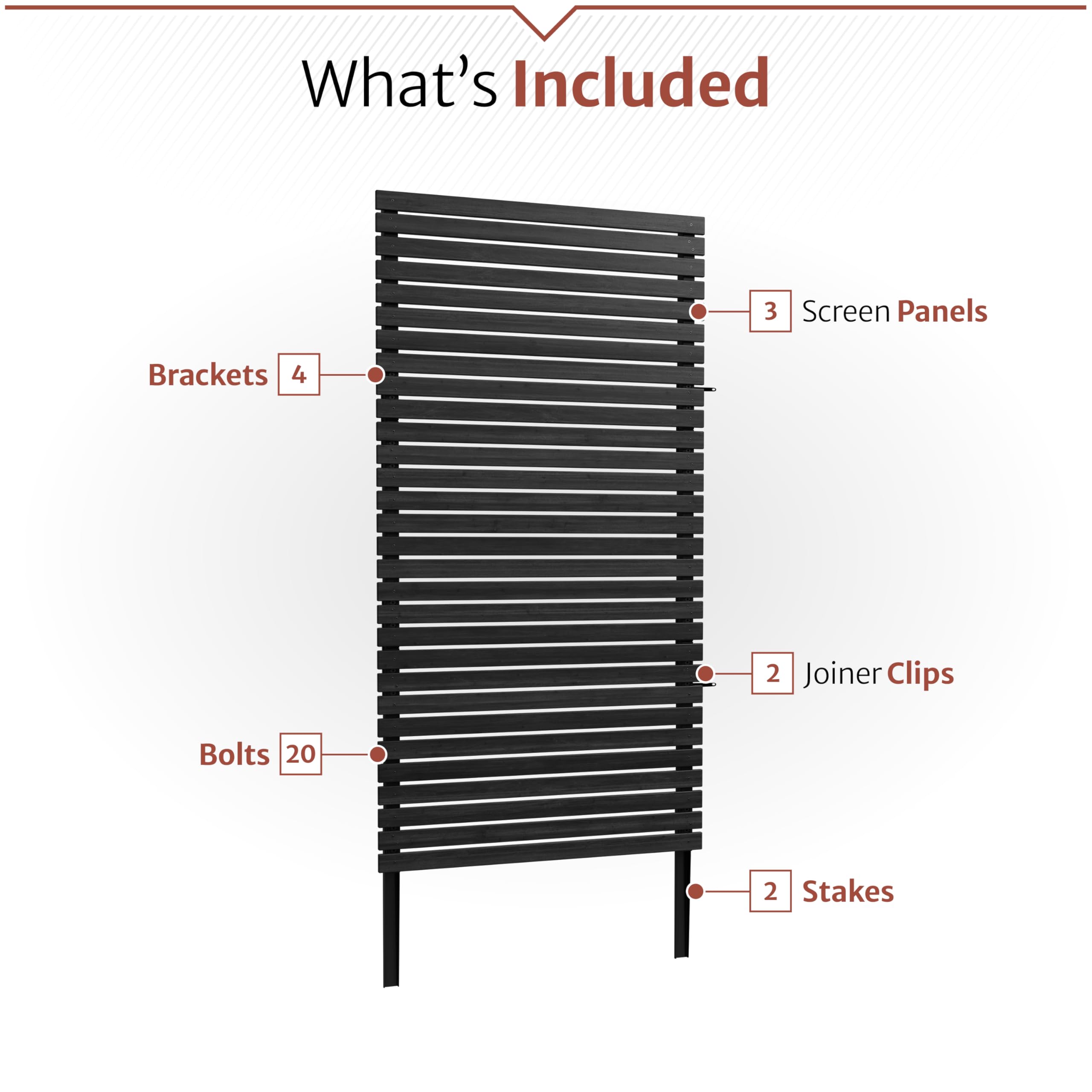 Enclo Aspen charcoal wood privacy screen with joiner clips and hardware