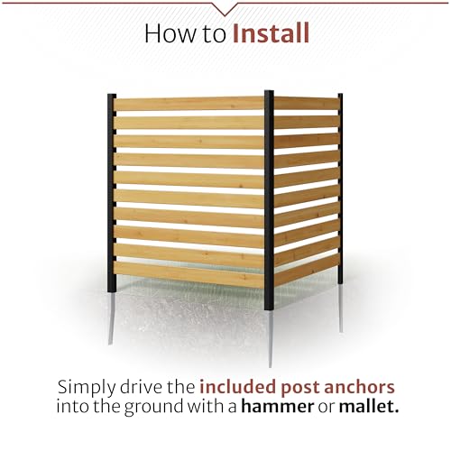 Enclo privacy wall conceals outdoor AC unit with natural cedar finish.