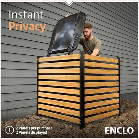 Enclo no-dig privacy wall installation showing ground stakes and quick setup.