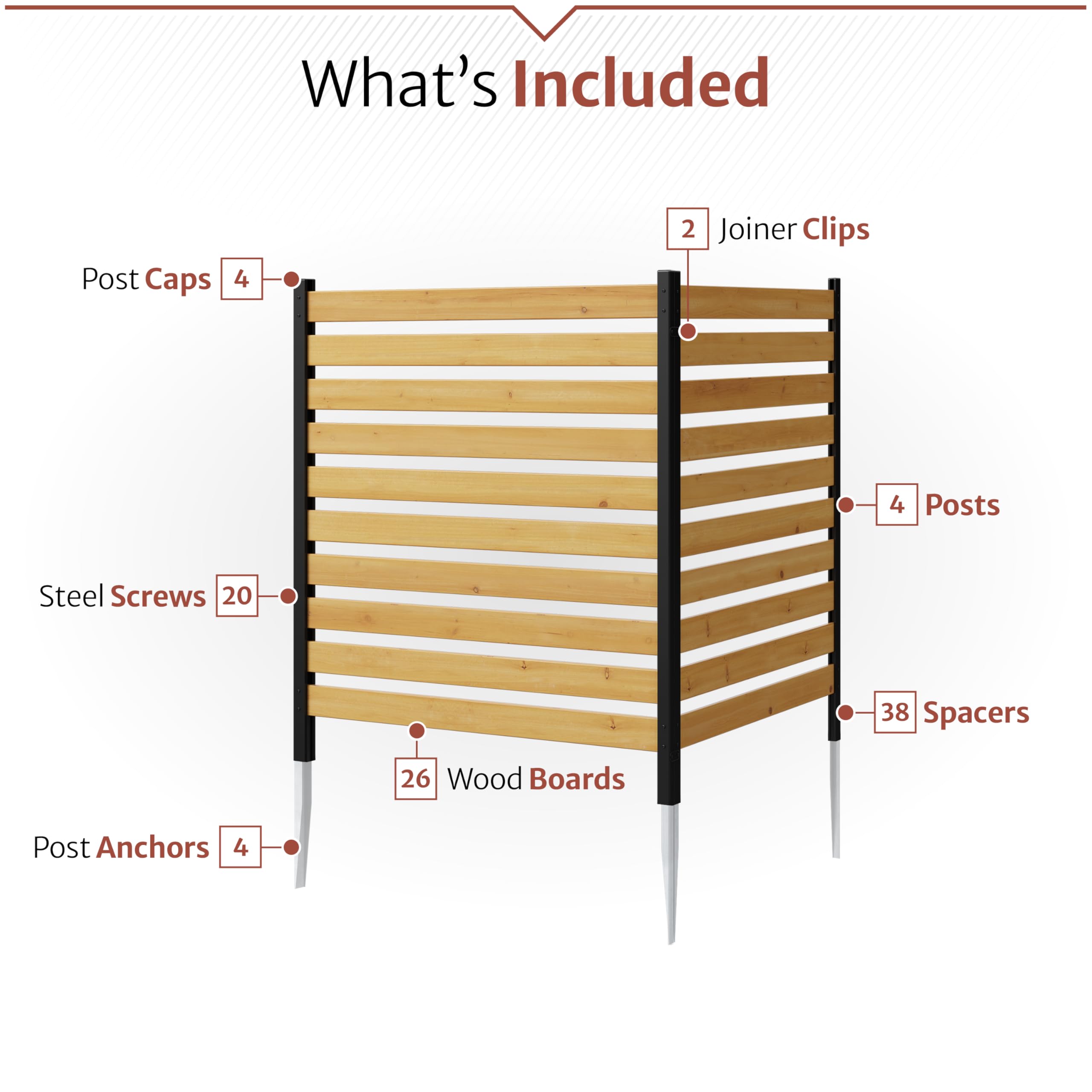 Enclo cedar wood screens hide trash cans while blending with the yard.