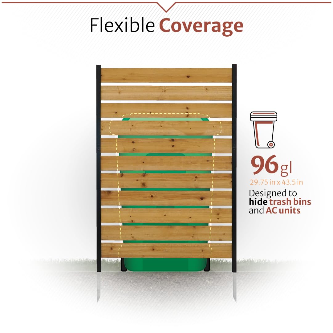 Enclo Concord cedar privacy screen stands 60.5 inches tall beside a fence.