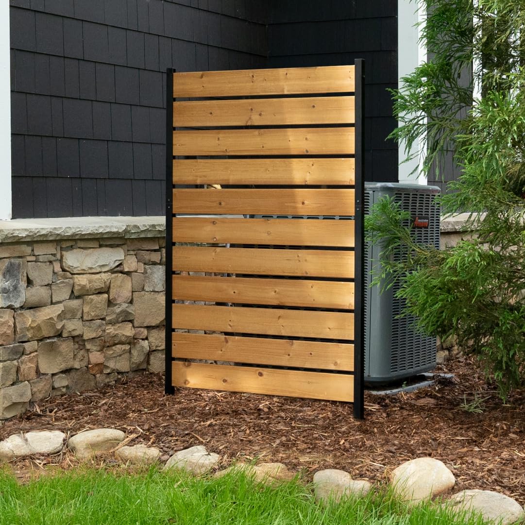 Enclo Concord cedar wood privacy screen close-up shows natural grain for rustic outdoor charm.