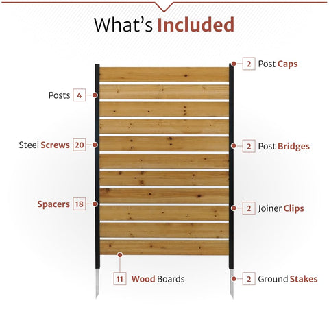 Enclo Concord cedar wood privacy screen sits in a sunny patio setting.