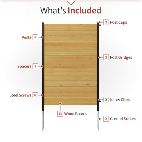 Enclo Fairmont cedar wood privacy screen hides AC unit for a cleaner backyard