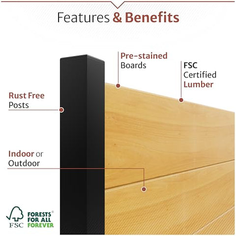 Enclo Fairmont cedar wood privacy screen installation steps showing no-dig setup