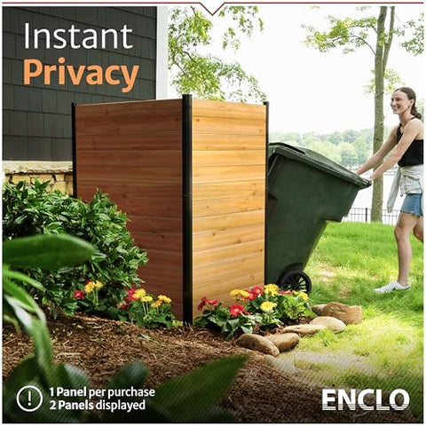 Enclo Fairmont cedar wood privacy screen side view enhances screening with warm texture