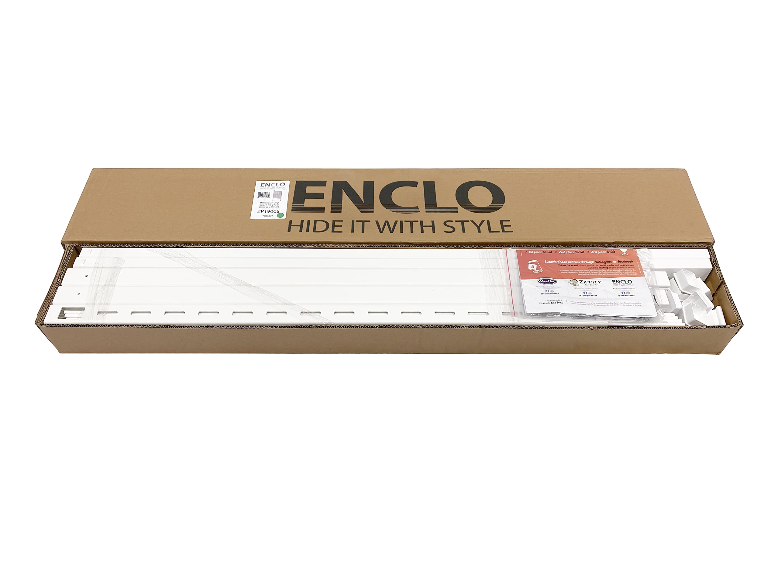 Enclo Wilmington white easy-install design speeds up setup.