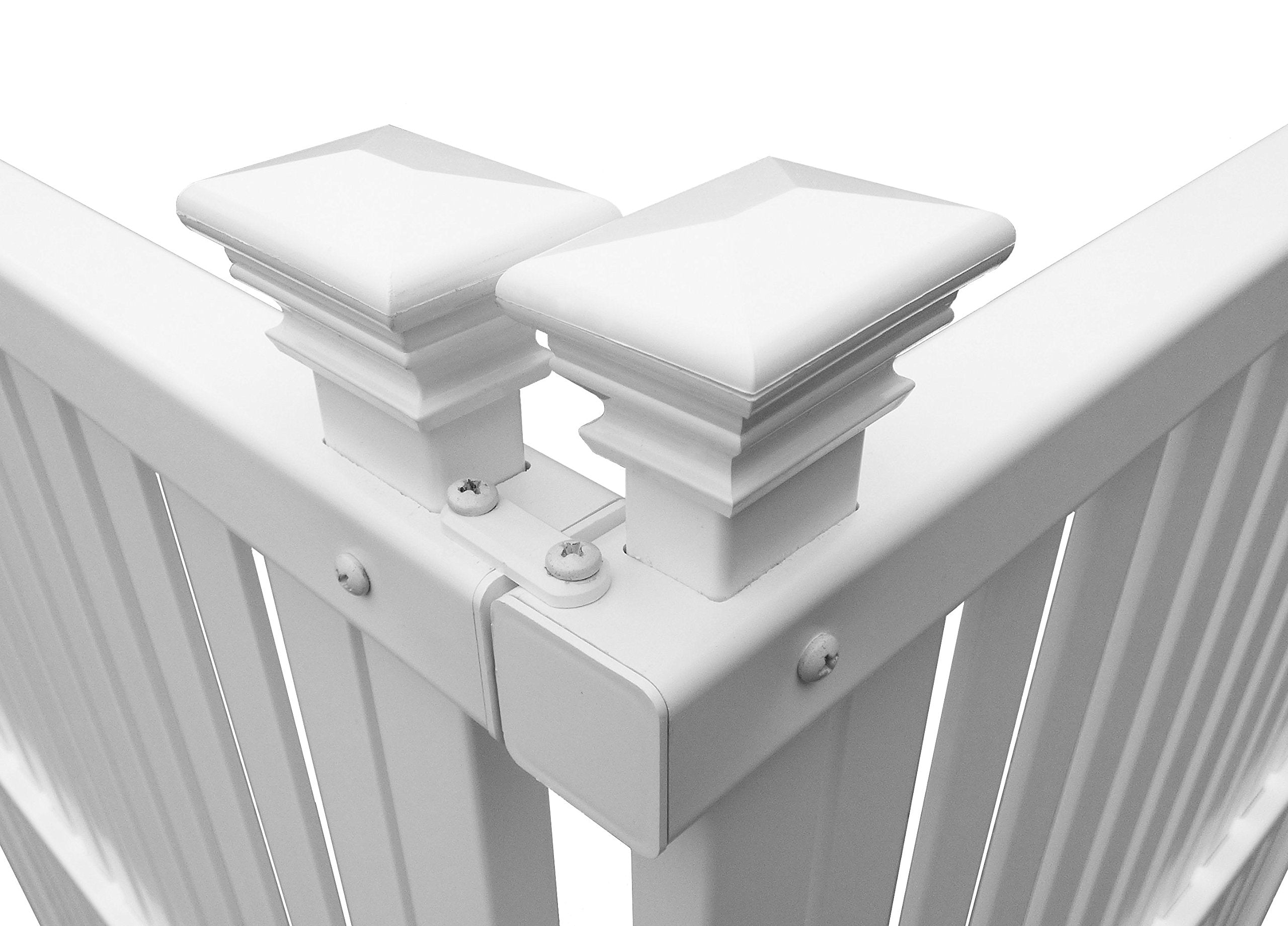 Enclo Wilmington white pool equipment enclosure hides equipment, reducing visual clutter.