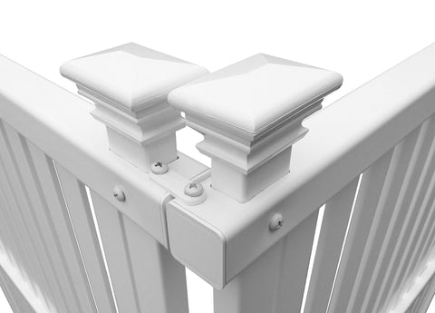 Enclo Wilmington white pool equipment enclosure hides equipment, reducing visual clutter.