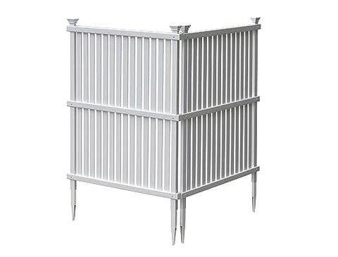 Enclo Wilmington white trash can enclosure keeps clutter out of sight.
