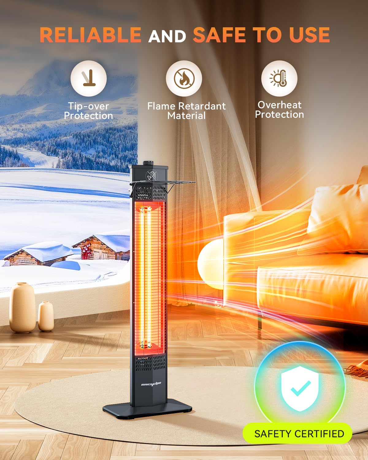 Encyclpo patio heater blends with outdoor decor while delivering warmth.