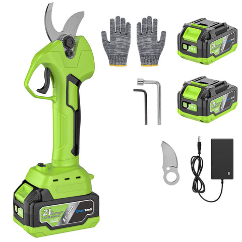 EnduTools electric pruning shears in hand delivering precise pruning on branches