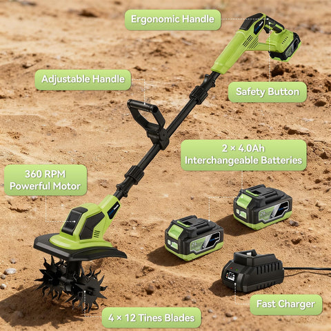 EnduTools fast charger powers batteries quickly between tasks.