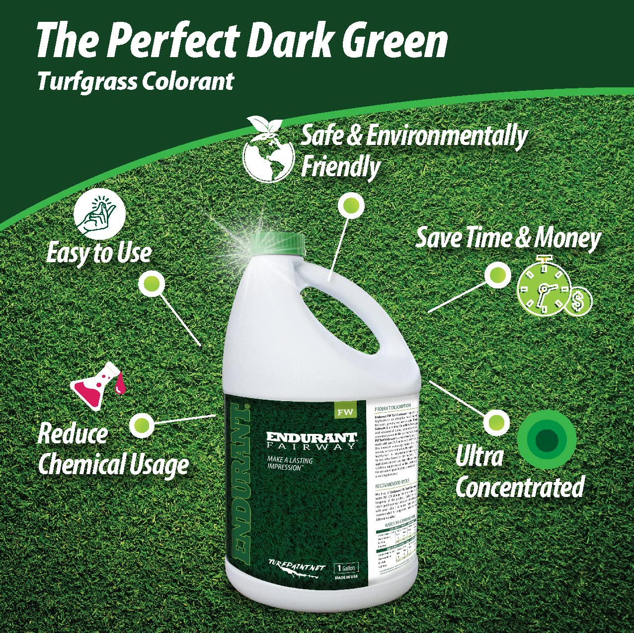 Endurant Easy-apply spray tool makes lawn color touch-ups simple.