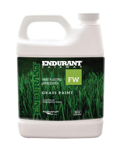Endurant Turf Colorants bottle applying fairway spray to green grass for quick rejuvenation
