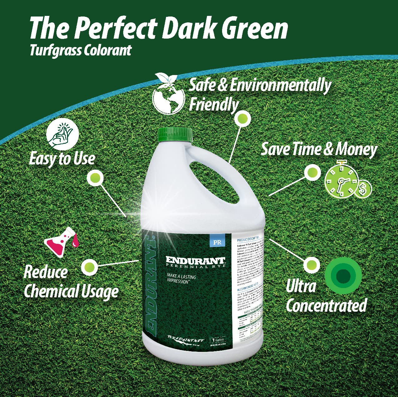 Endurant turf colorants pet-safe-lawn-paint keeps yards pet-friendly and safe for families.