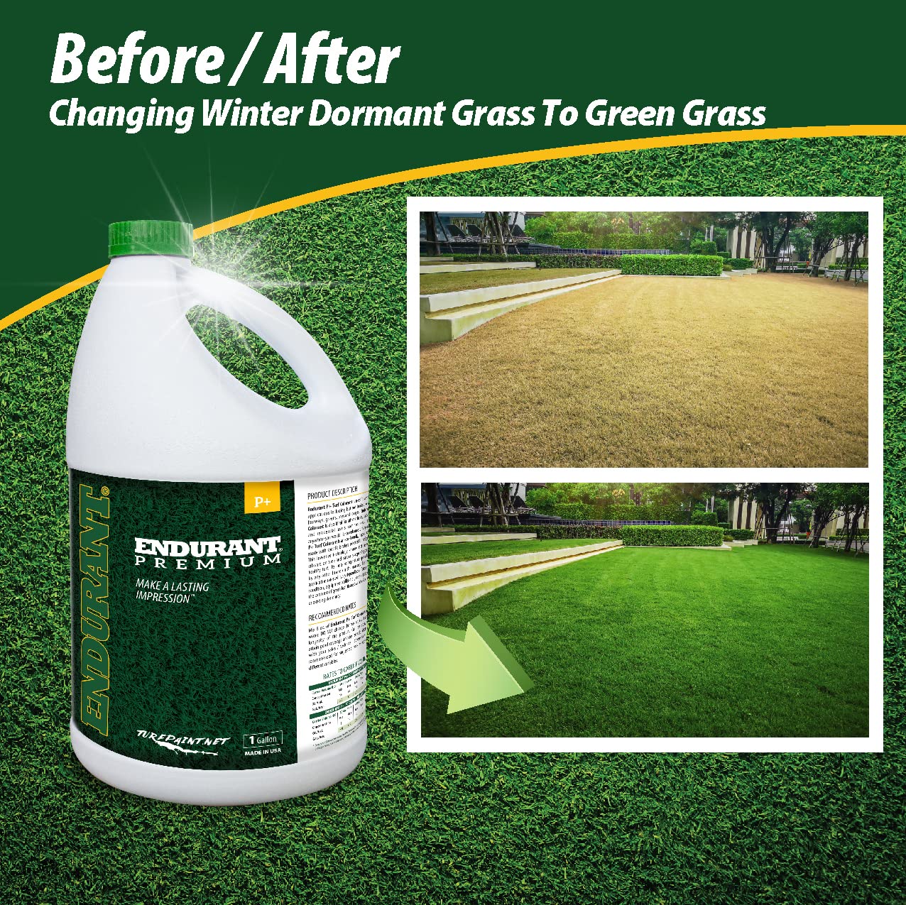 Endurant Turf Colorants spray action showing even application across lawn.