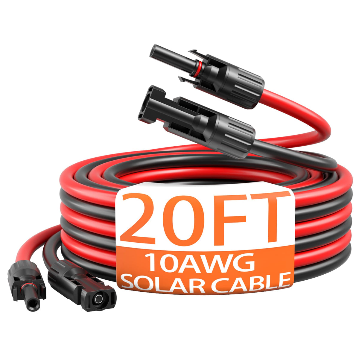 Energeaster 10AWG solar cable red end connectors for outdoor solar setups.