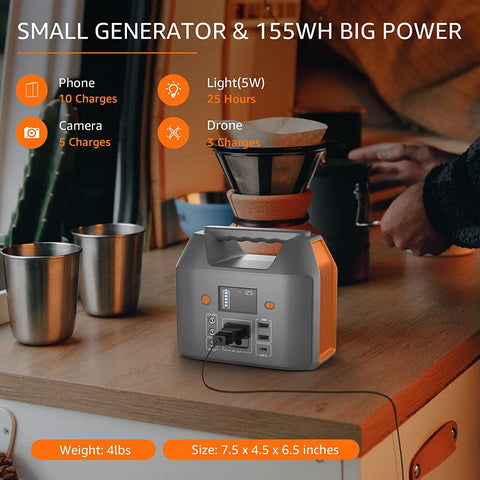 EnginStar 150W portable station charges laptops on the move.