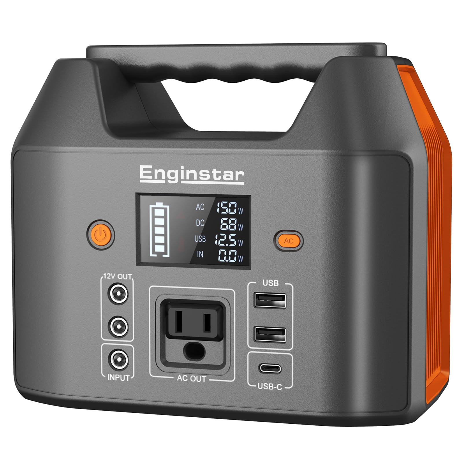 EnginStar power bank with AC outlet provides 110V power for devices.