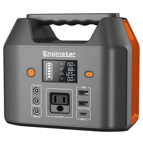 EnginStar power bank with AC outlet provides 110V power for devices.