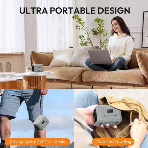 EnginStar E100 hanging rope design enables hands-free transport.