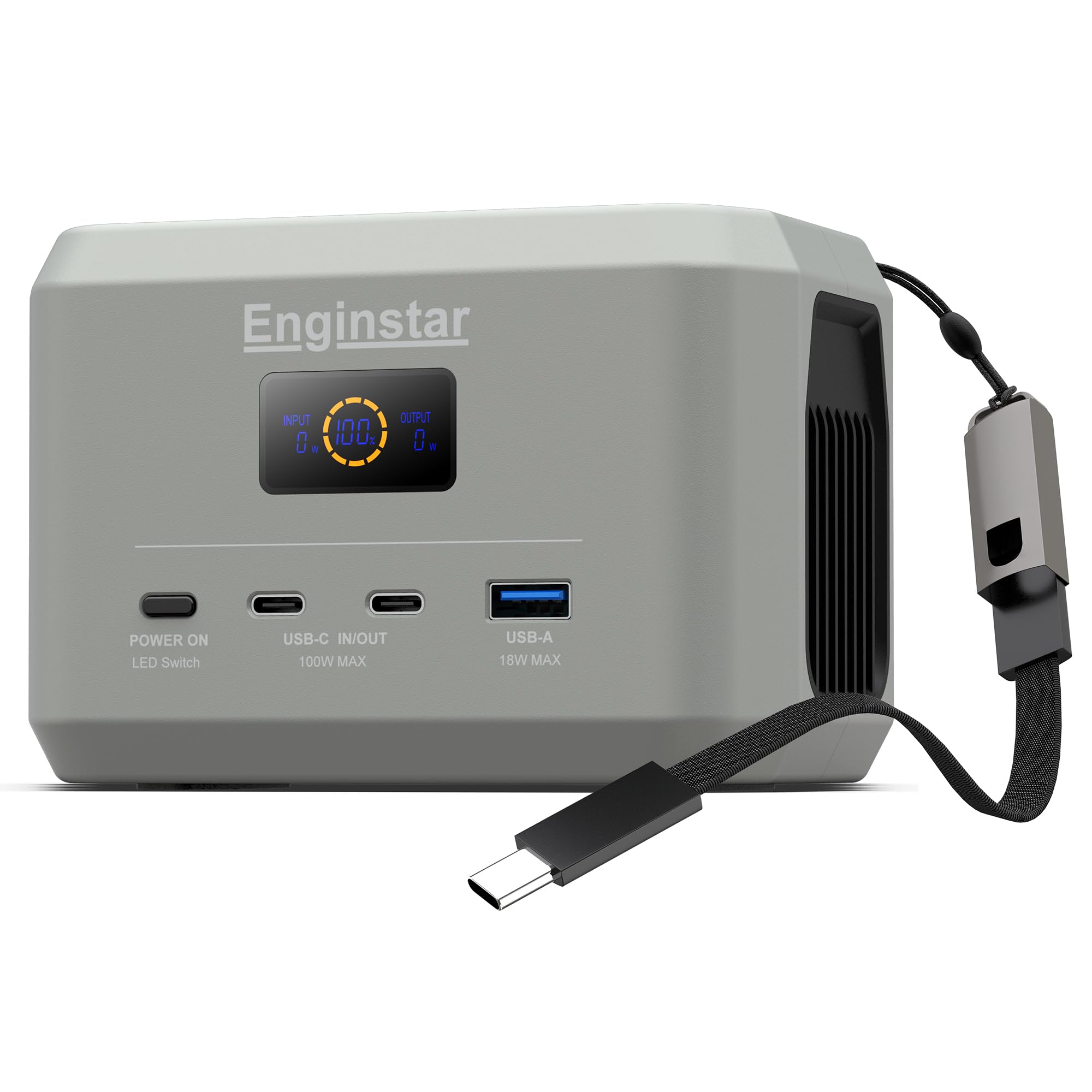 EnginStar E100 palm-sized power ideal for camping and on-the-go charging.