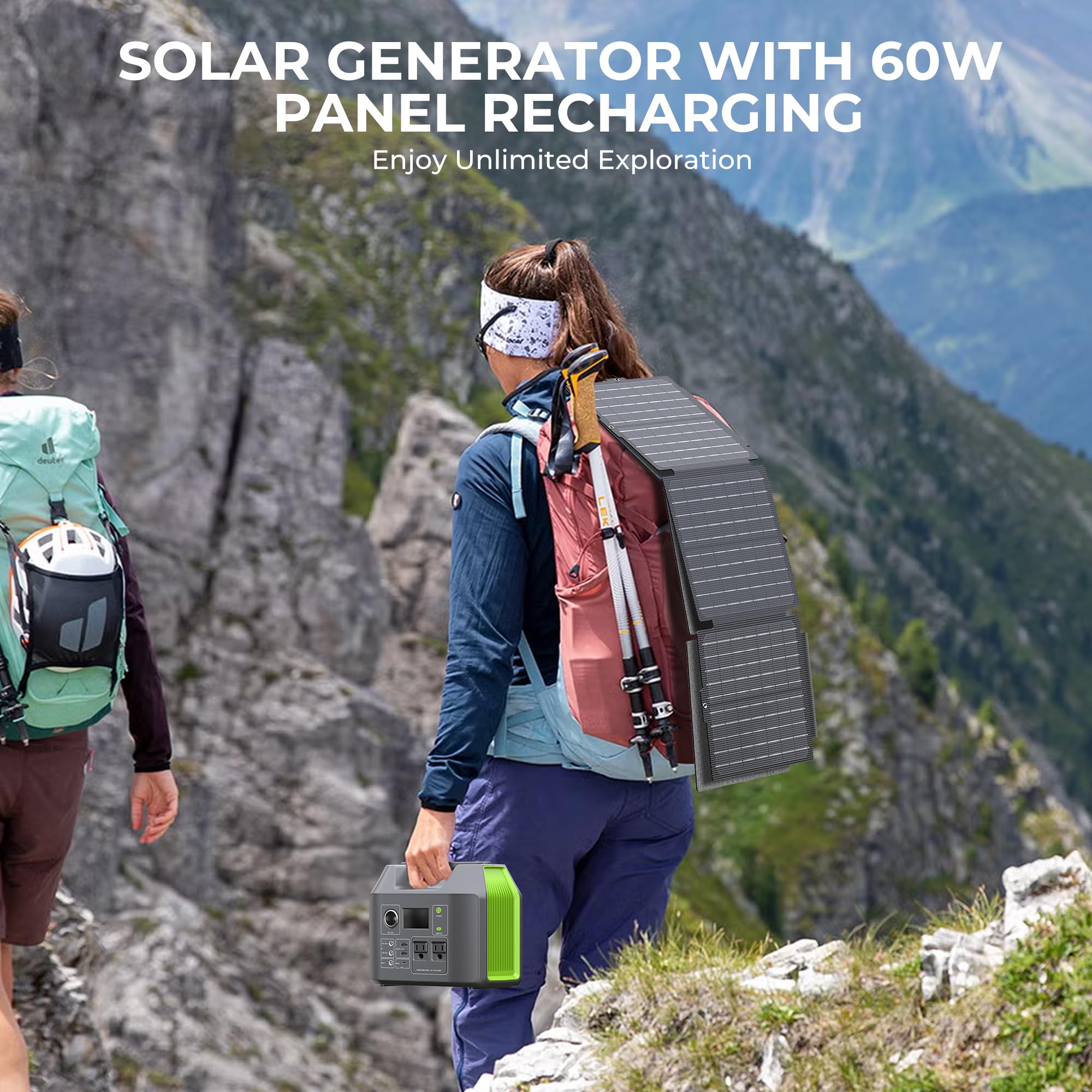 EnginStar folding 60W solar panel enabling efficient sun-powered recharging.