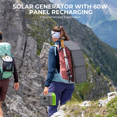 EnginStar folding 60W solar panel enabling efficient sun-powered recharging.