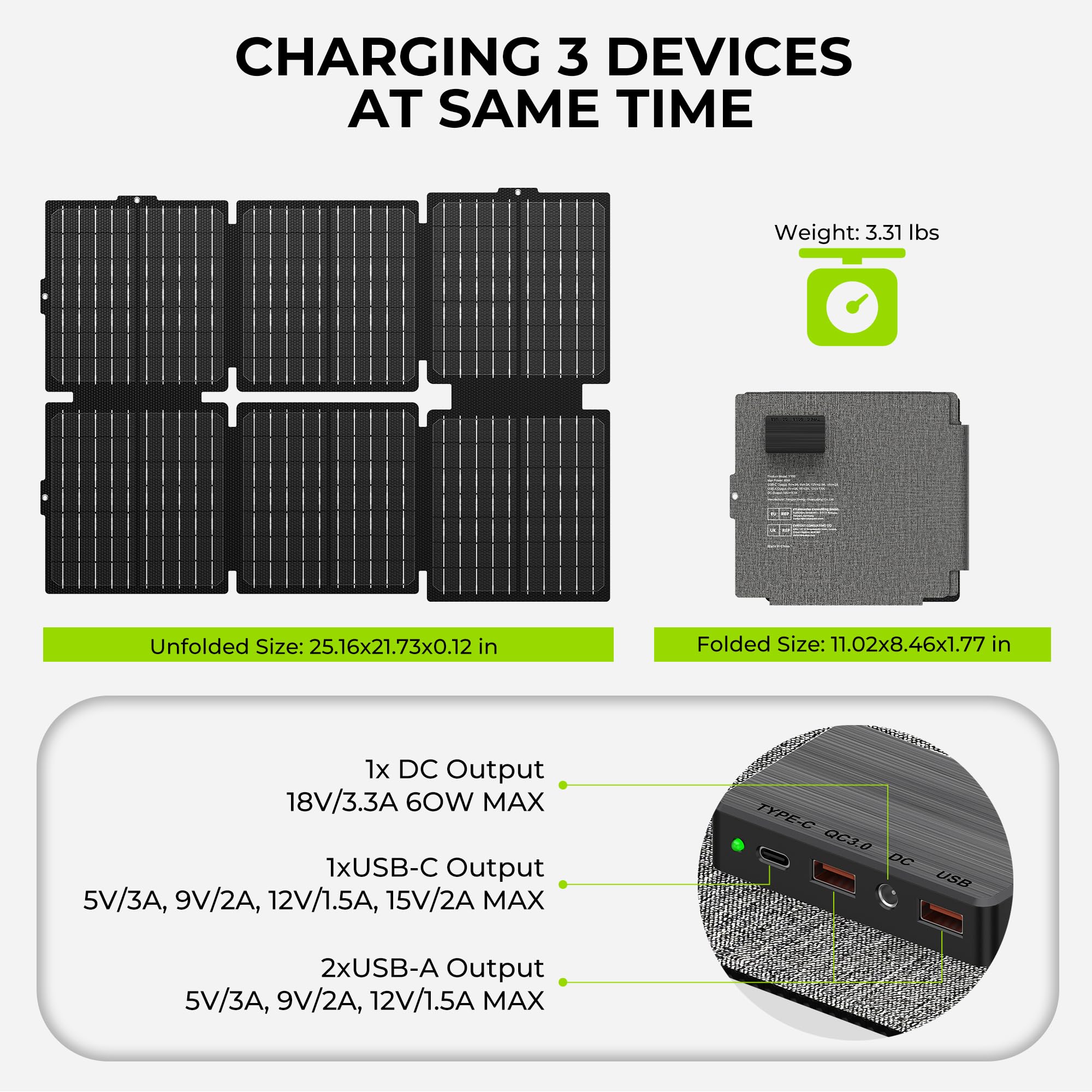 EnginStar multiport design charges multiple devices simultaneously on trips.