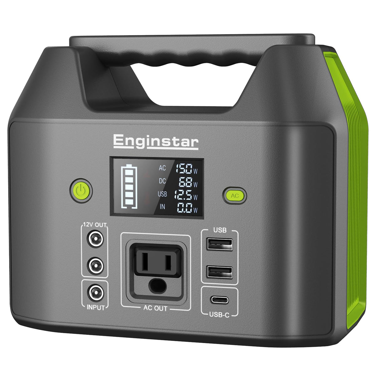 EnginStar portable power station front view powering outdoor devices